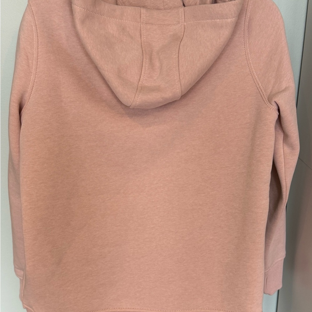 Carhartt Women's Dusty Pink Logo Hoodie w/ Dark Chest Emblem and Sleeve Graphic - Picture 4 of 4